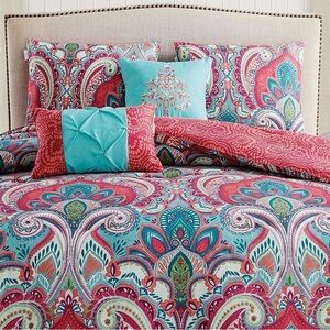 VCVY Home Paisley Patterned King Size Bedding Set - Multicolor